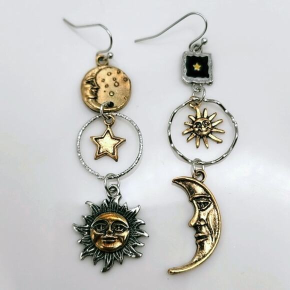 Free People Jewelry - Celestial Metal Boho Dangle Steampunk Earrings